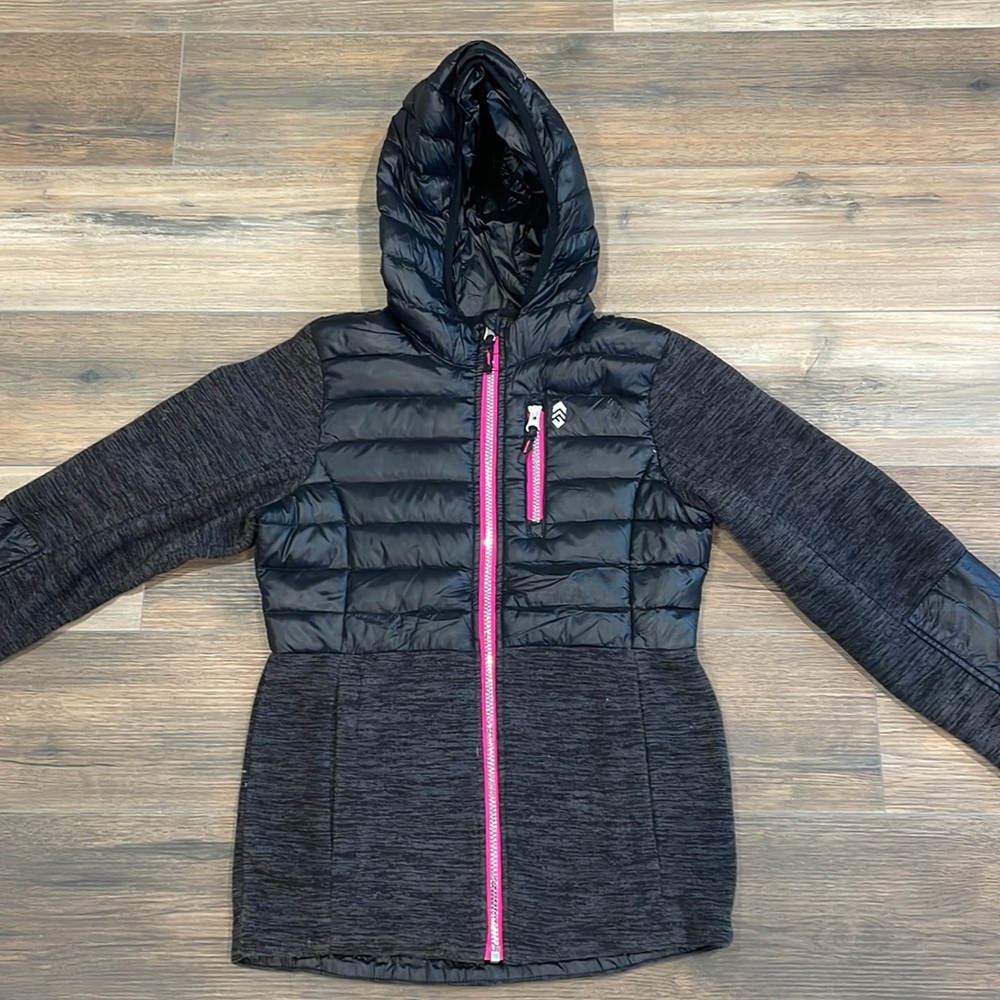 Girls coat 10/12 black/Heather gray/pink